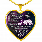 To My Wonderful Mom For All The Times I Forget To Thank You Mama Bear and Baby Heart Pendant Necklace - Heart Luxury Necklace (Gold Plated)