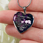 To My Wonderful Mom For All The Times I Forget To Thank You Mama Bear and Baby Heart Pendant Necklace