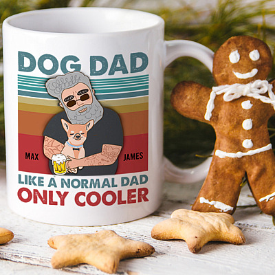 Alternative view of Personalized Gift for Dog Owner Coffee Mug - Dog Dad Like Normal but Cooler Fur Dad Travel Bottle