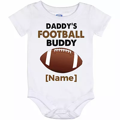 Personalized Football, White, Baby Onesie - 12 Month