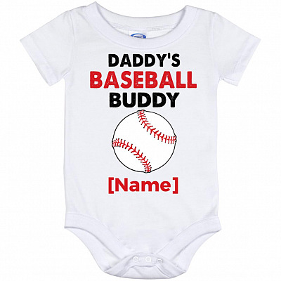 Personalized Baseball, White, Baby Onesie - 12 Month