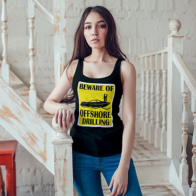 Alternative view of Beware Of Offshore Drilling Funny Sarcasm Jokes Funny Adult Humor Cotton Tank Top Tee