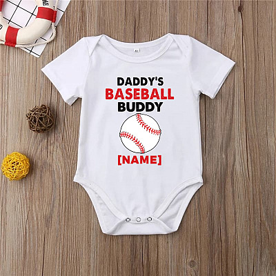 Alternative view of Personalized Daddy's Baseball Buddy Baby Onesie - Baby Infant Bodysuit