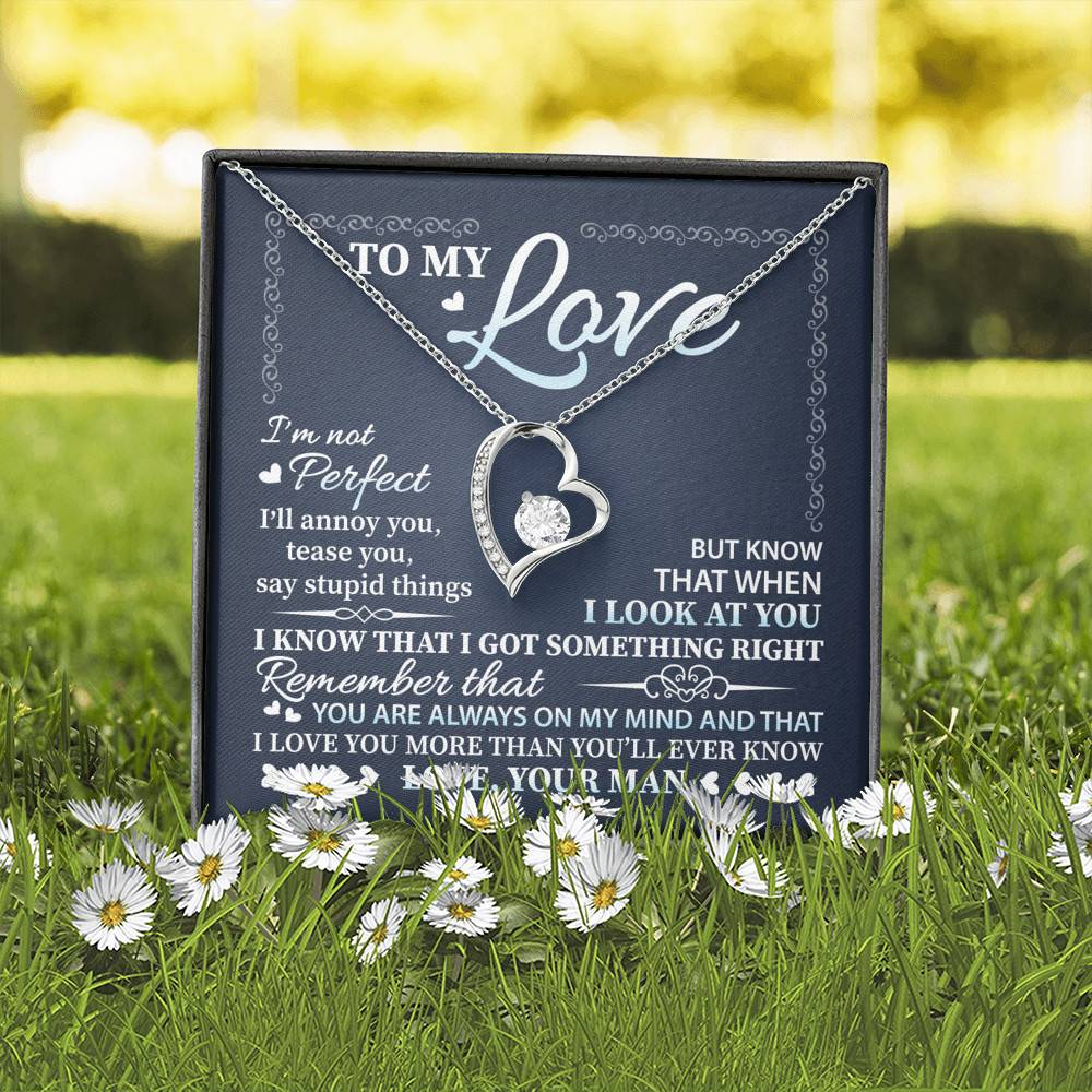 To My Love I'm Not Perfect I'll Annoy You but I Know You Are Right I Love You to Wife to Girlfriend Forever Love Heart Pendant Necklace