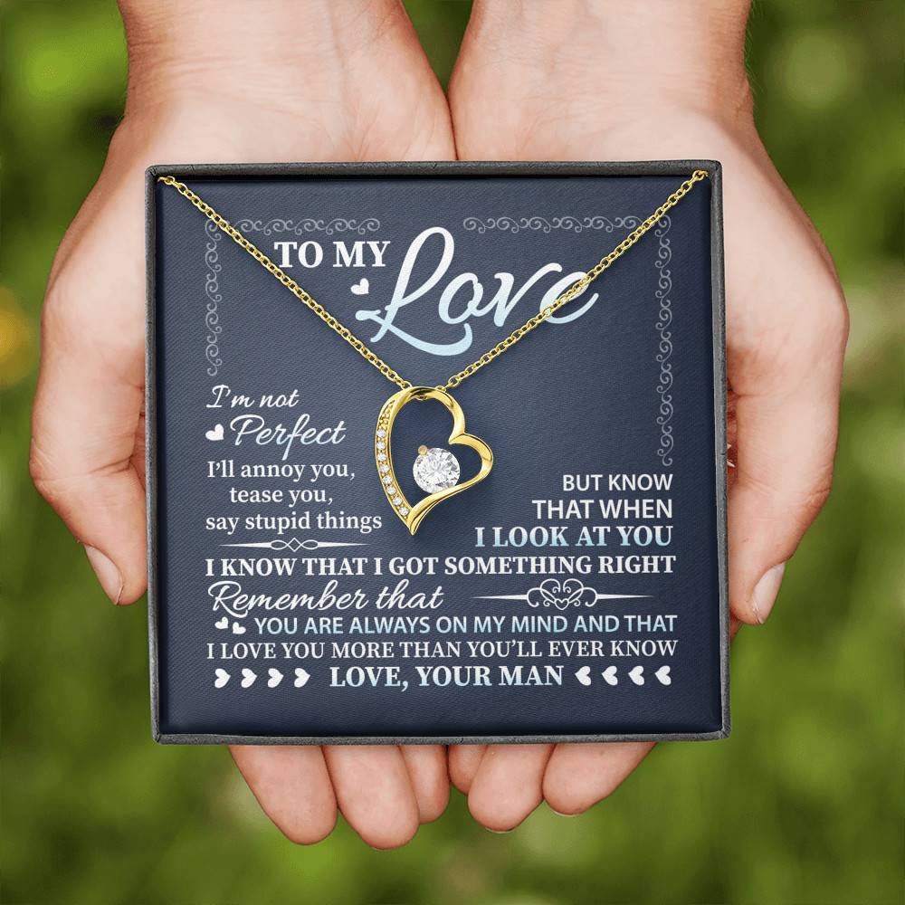 To My Love I'm Not Perfect I'll Annoy You but I Know You Are Right I Love You to Wife to Girlfriend Forever Love Heart Pendant Necklace