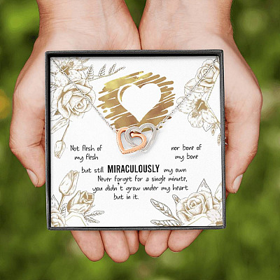 To My Bonus Daughter Not Flesh of My Flesh but Still Miraculously My Own Interlocking Hearts Pendant Necklace