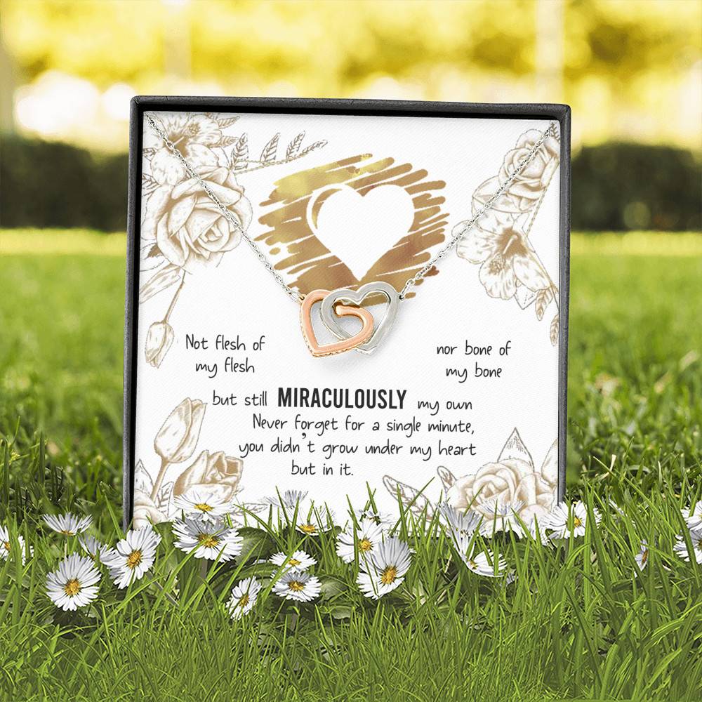 To My Bonus Daughter Not Flesh of My Flesh but Still Miraculously My Own Interlocking Hearts Pendant Necklace