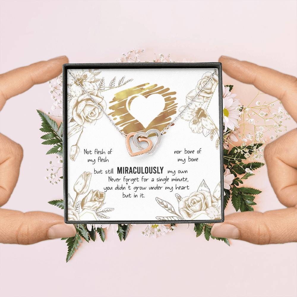 To My Bonus Daughter Not Flesh of My Flesh but Still Miraculously My Own Interlocking Hearts Pendant Necklace