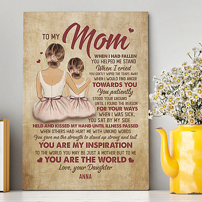 Alternative view of Personalized To My Mom You Are the World to Me Framed Canvas - Gifts from Daughter Unframed Poster
