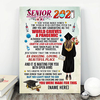Alternative view of Personalized Class of 2021 Quarantined Framed Canvas - Congrats Senior 2021 Unframed Poster