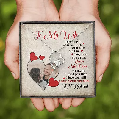 Personalized Photo to My Wife Our Home Ain't No Castle Our Life You're My Queen Forever Love Necklace