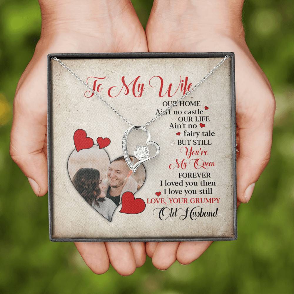 Personalized Photo to My Wife Our Home Ain't No Castle Our Life You're My Queen Forever Love Necklace