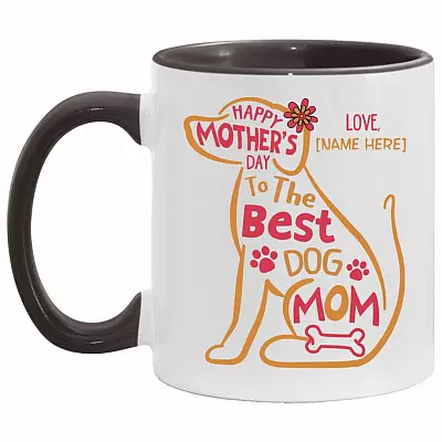 Personalized Happy Mother's Day, White/Black, 11 oz. Accent Mug