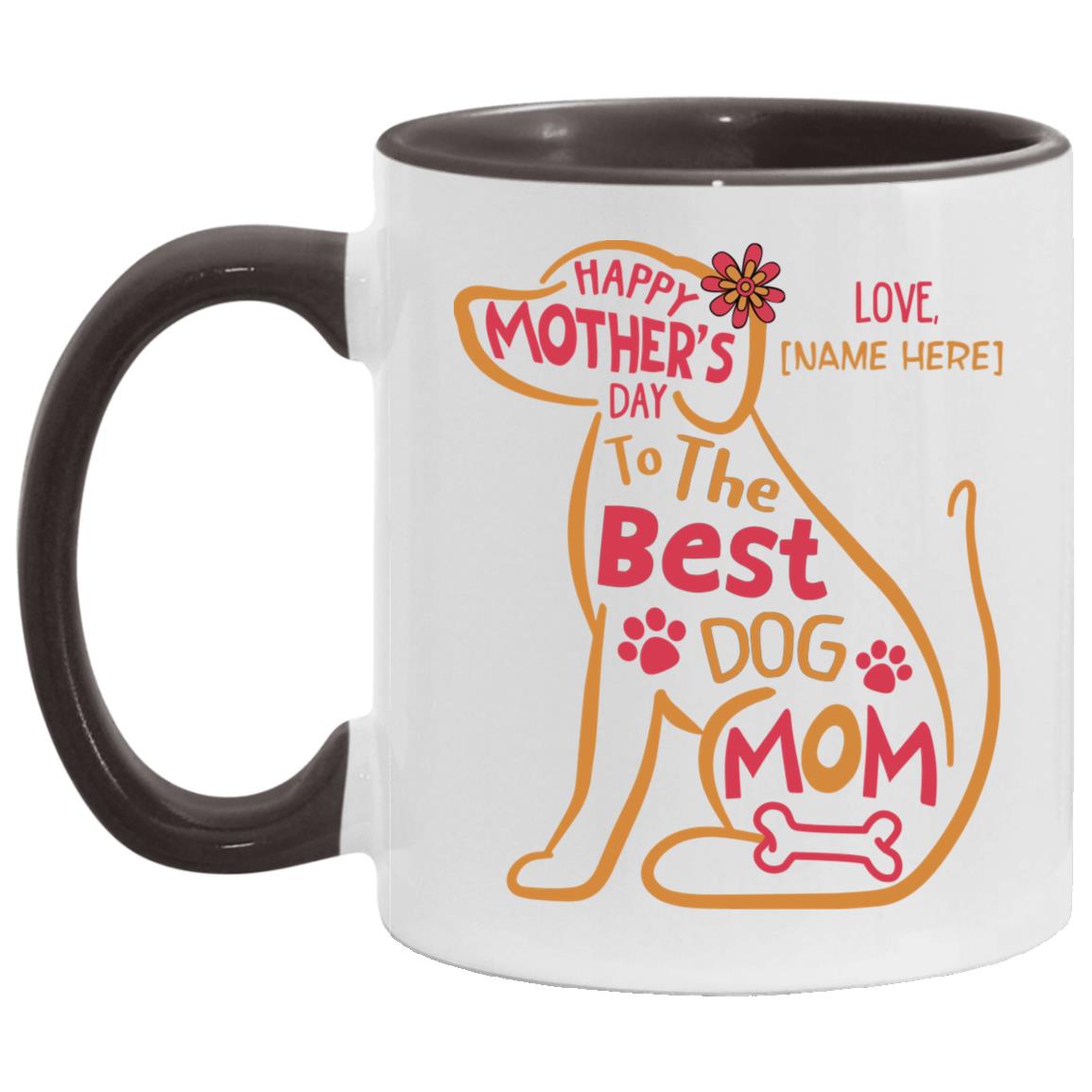Personalized Happy Mother's Day, White/Black, 11 oz. Accent Mug