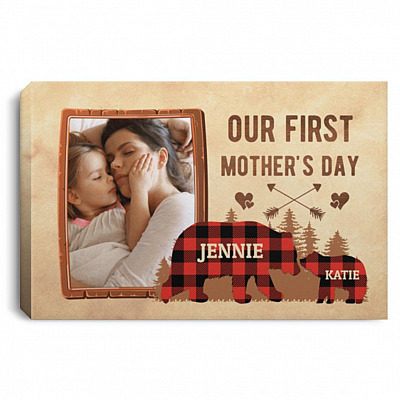 Custom Photo Our First Mother, White, 0.75'' Framed Canvas