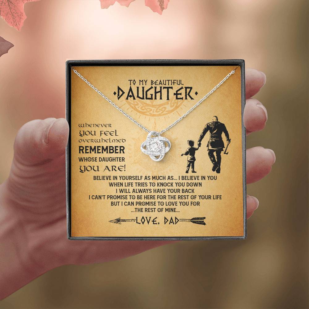 Viking Dad To My Beautiful Daughter Whenever You Feel Overwhelmed Love Knot Pendant Necklace