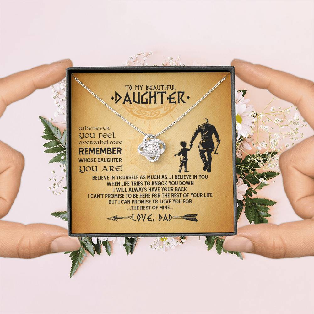 Viking Dad To My Beautiful Daughter Whenever You Feel Overwhelmed Love Knot Pendant Necklace