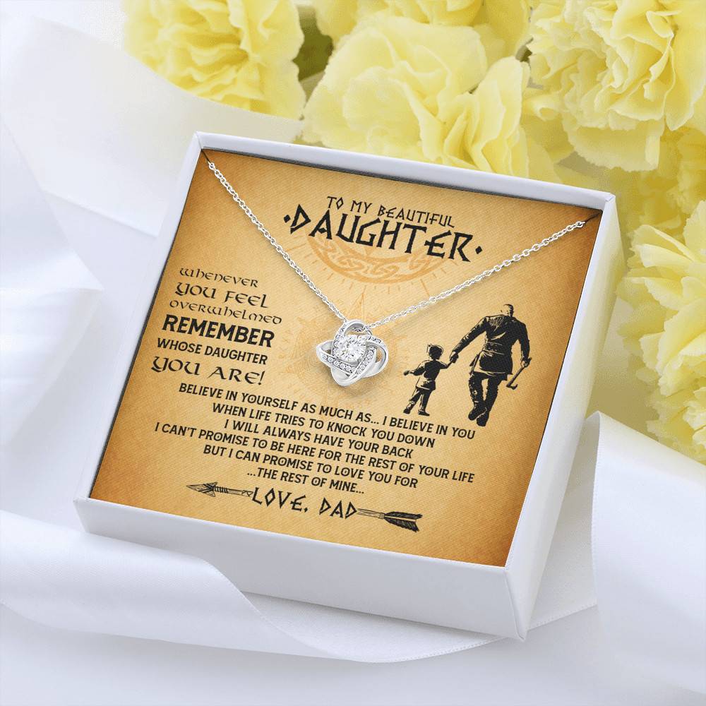 Viking Dad To My Beautiful Daughter Whenever You Feel Overwhelmed Love Knot Pendant Necklace