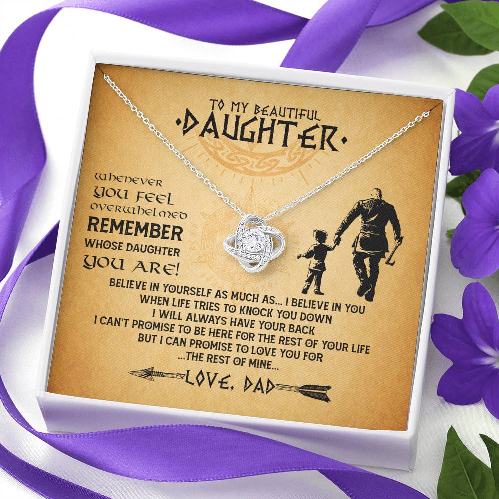 Viking Dad To My Beautiful Daughter Whenever You Feel Overwhelmed Love Knot Pendant Necklace