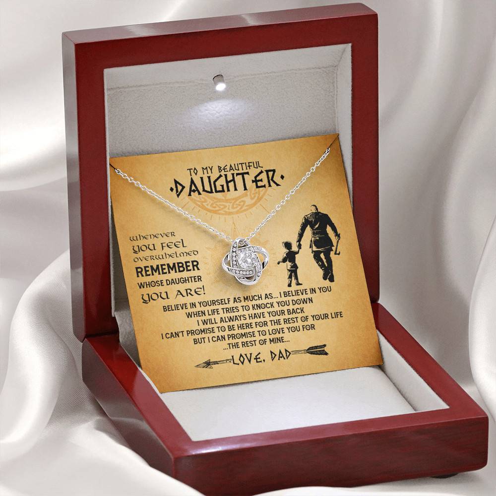 Viking Dad To My Beautiful Daughter Whenever You Feel Overwhelmed Love Knot Pendant Necklace