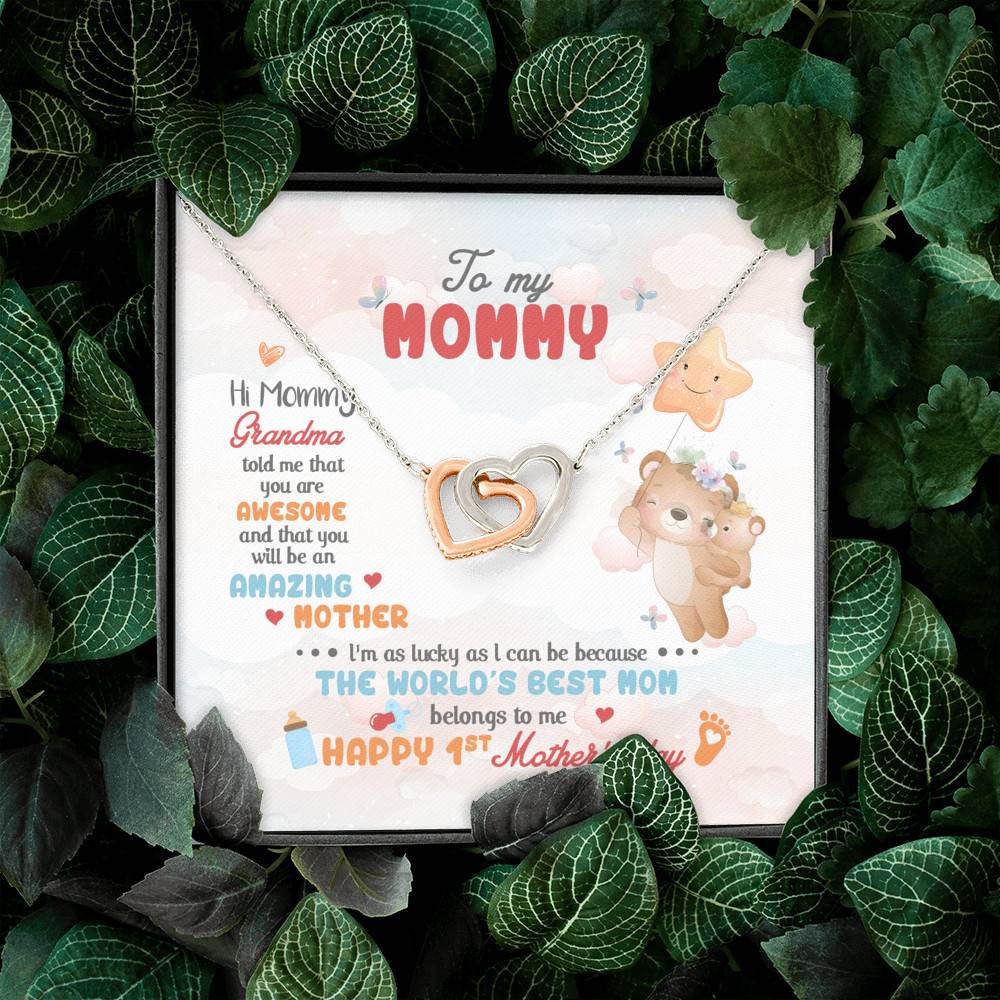 Hi Mommy Grandma Told Me That You Are Awesome You Will Be Amazing Mother Interlocking Hearts Pendant Necklace