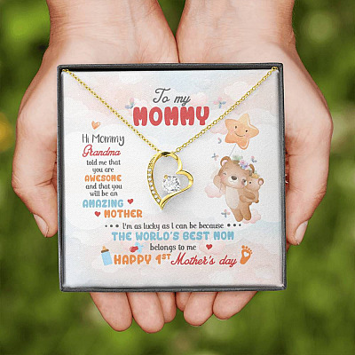 Hi Mommy Grandma Told Me That You Are Awesome You Will Be Amazing Mother Forever Love Pendant Necklace