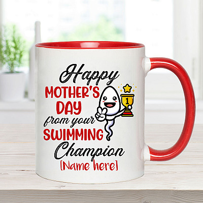 Alternative view of Personalized Happy Mother's Day From Your Swimming Champion Funny Mom Accent Mug - Coffee Mug