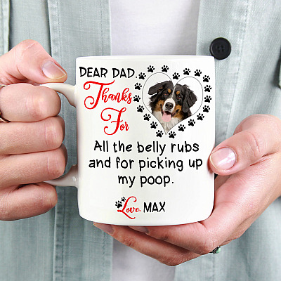 Alternative view of Custom Photo Dear Dad Thank You For Belly Rubs Coffee Mug - Beer Stein - Water Bottle - Color Changing Mug