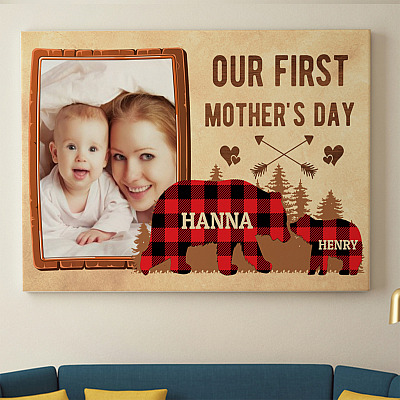 Alternative view of Custom Photo Our First Mother Day Wrapped Framed Canvas Prints - Unframed Poster - Home Decor Wall Art