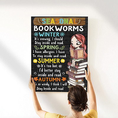 Seasonal Bookworms - Winter Spring Summer Autumn -  Book Lovers Gift - Bookaholic Canvas - Unframed Poster