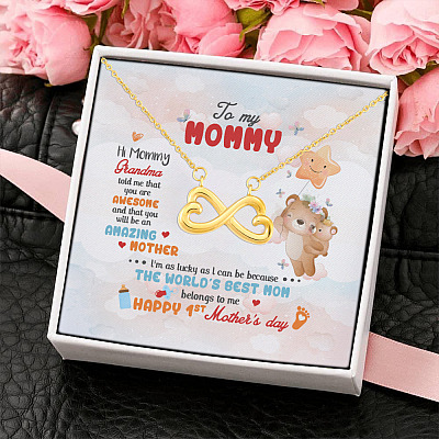 Hi Mommy Grandma Told Me That You Are Awesome You Will Be Amazing Mother Infinity Heart Pendant Necklace