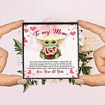 From Baby Yoda To My Mom You Are The Best Mom In The Galaxy Mother's Day Interlocking Hearts Pendant Necklace