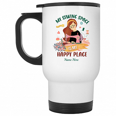 14 oz. White Travel Mug