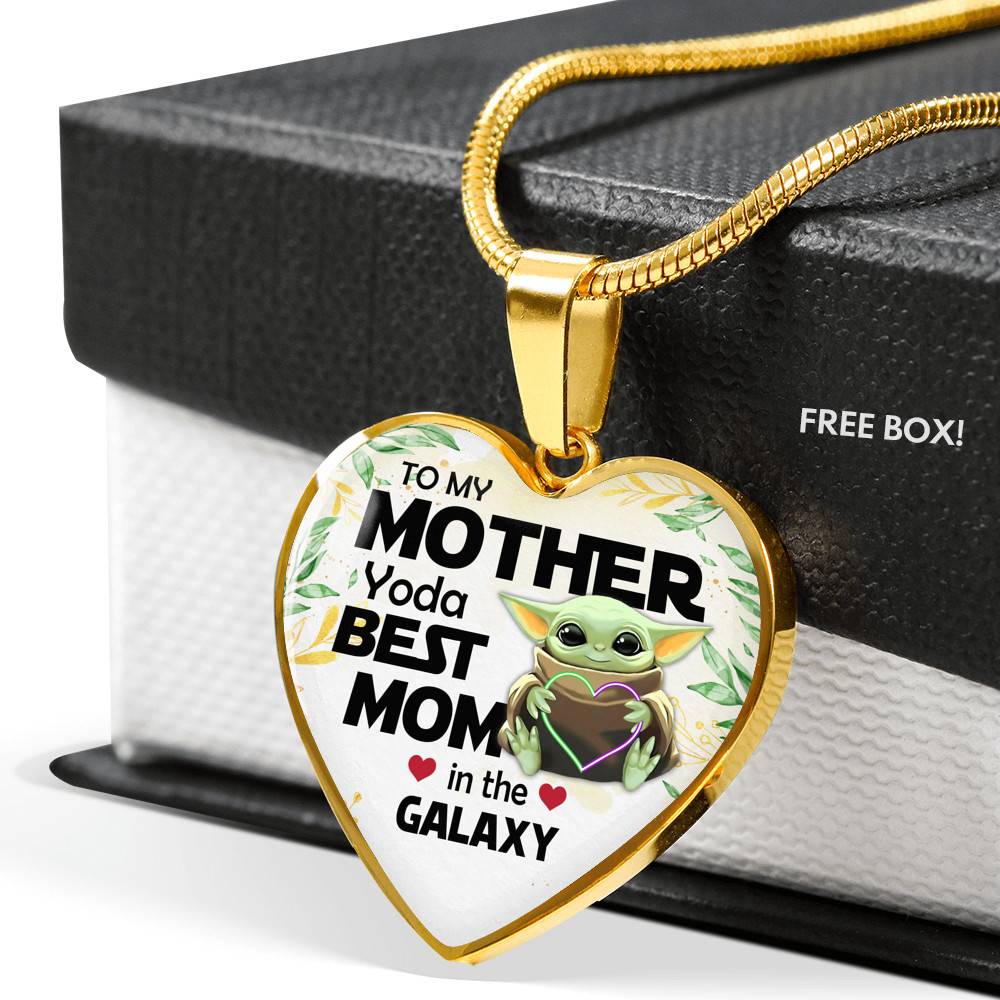 Baby Yoda To My Mother Yoda Best Mom In The Galaxy Happy Mother's Day Heart Pendant Necklace - Bangle Baby Yoda To My Mother Yoda Best Mom In The Galaxy Happy Mother's Day Heart Pendant Necklace - Bangle