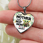 Baby Yoda To My Mother Yoda Best Mom In The Galaxy Happy Mother's Day Heart Pendant Necklace - Bangle Baby Yoda To My Mother Yoda Best Mom In The Galaxy Happy Mother's Day Heart Pendant Necklace - Bangle