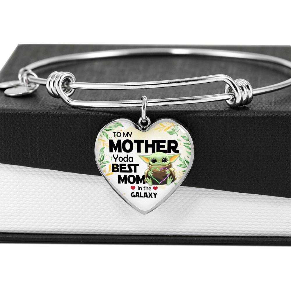 Baby Yoda To My Mother Yoda Best Mom In The Galaxy Happy Mother's Day Heart Pendant Necklace - Bangle Baby Yoda To My Mother Yoda Best Mom In The Galaxy Happy Mother's Day Heart Pendant Necklace - Bangle