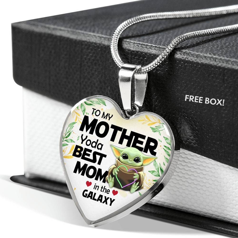Baby Yoda To My Mother Yoda Best Mom In The Galaxy Happy Mother's Day Heart Pendant Necklace - Bangle Baby Yoda To My Mother Yoda Best Mom In The Galaxy Happy Mother's Day Heart Pendant Necklace - Bangle
