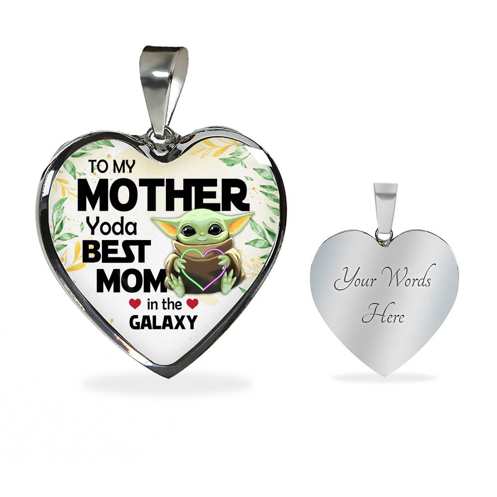 Baby Yoda To My Mother Yoda Best Mom In The Galaxy Happy Mother's Day Heart Pendant Necklace - Bangle Baby Yoda To My Mother Yoda Best Mom In The Galaxy Happy Mother's Day Heart Pendant Necklace - Bangle