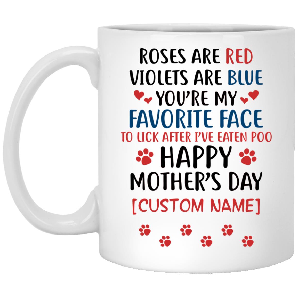Personalized Dog Mom Roses, White, 11 oz. White Mug