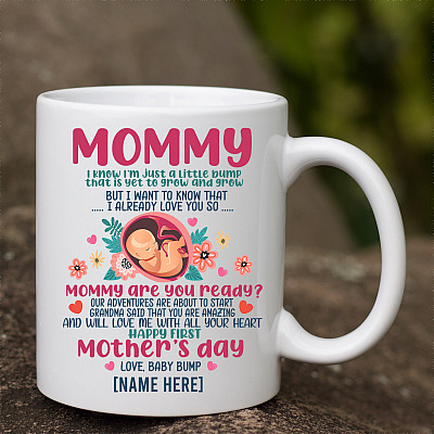Alternative view of Personalized Mommy I Know I'm Just a Little Bump Happy Coffee Mug - 1st Mother's Day Travel Bottle