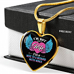 I'm Not Just A Wife I'm A Wife To A Husband With Wings Heart Pendant Necklace-Bangle