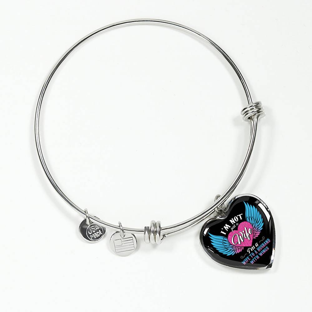 I'm Not Just A Wife I'm A Wife To A Husband With Wings Heart Pendant Necklace-Bangle
