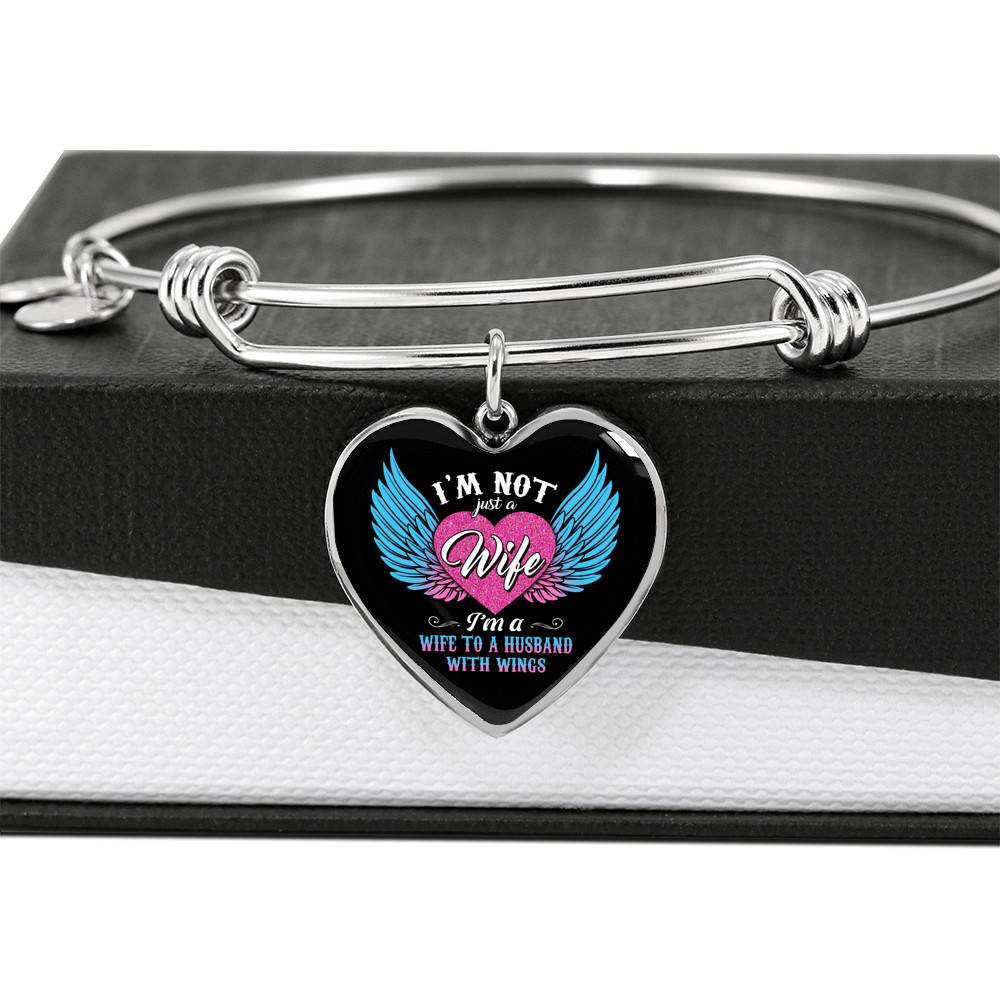 I'm Not Just A Wife I'm A Wife To A Husband With Wings Heart Pendant Necklace-Bangle