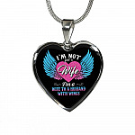 I'm Not Just A Wife I'm A Wife To A Husband With Wings Heart Pendant Necklace-Bangle