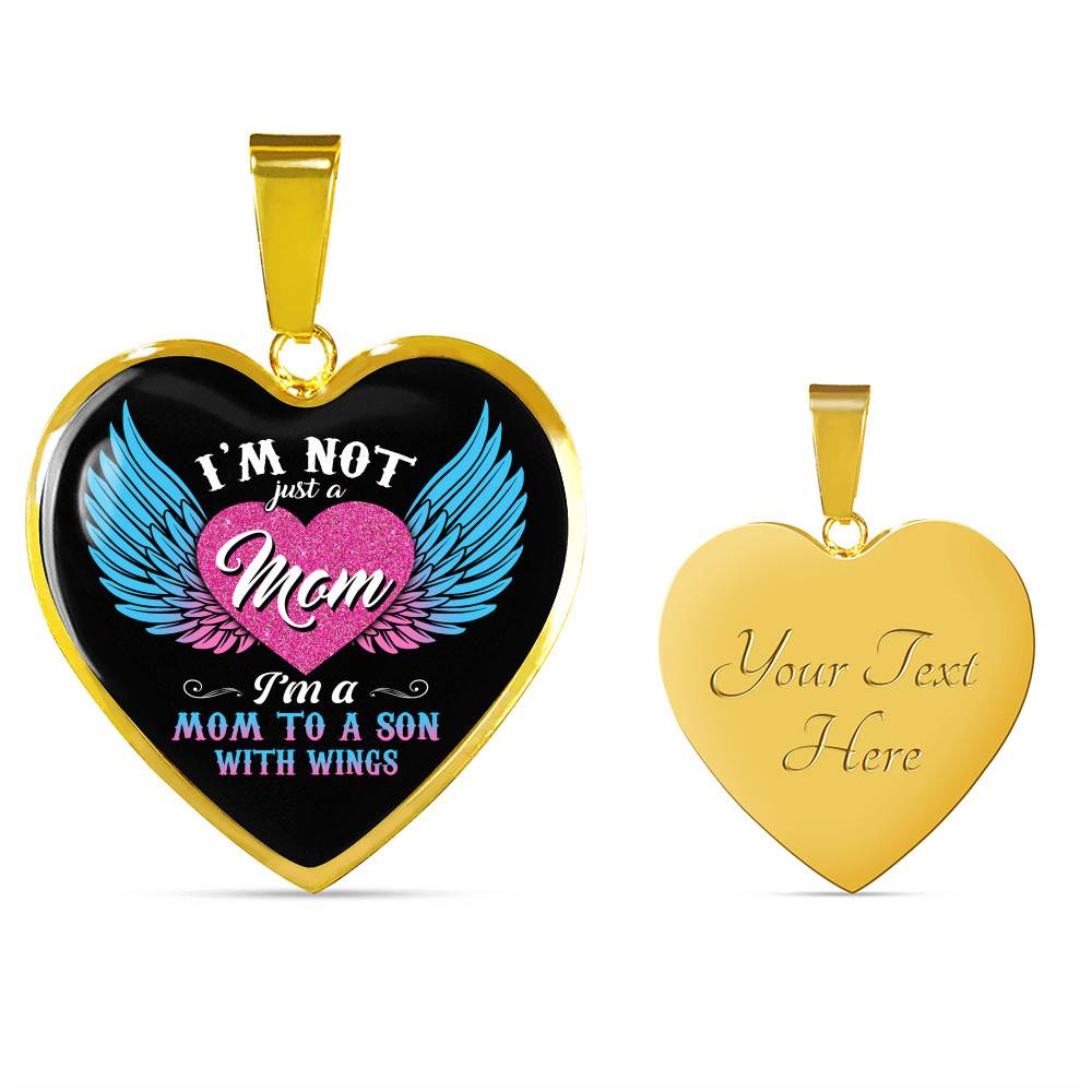 I'm Not Just A Mom I'm A Mom To A Son With Wings Heart Pendant Necklace-Bangle