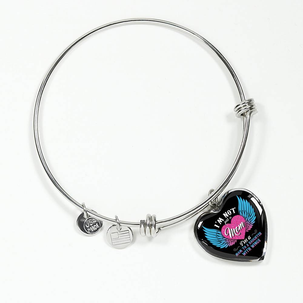 I'm Not Just A Mom I'm A Daughter To A Son With Wings Heart Pendant Necklace-Bangle