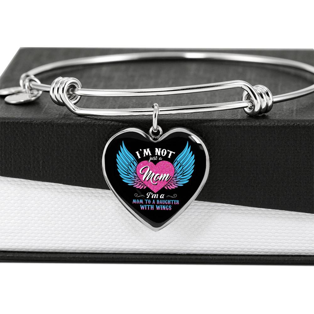 I'm Not Just A Mom I'm A Daughter To A Son With Wings Heart Pendant Necklace-Bangle