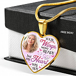 Personalized Photo Your Wings Were Ready But My Heart Was Not Heart Pendant Necklace - Bangle