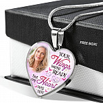 Personalized Photo Your Wings Were Ready But My Heart Was Not Heart Pendant Necklace - Bangle