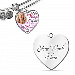 Personalized Photo Your Wings Were Ready But My Heart Was Not Heart Pendant Necklace - Bangle
